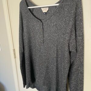 Universal Thread Cable Knit Henley Sweater - Heather Charcoal